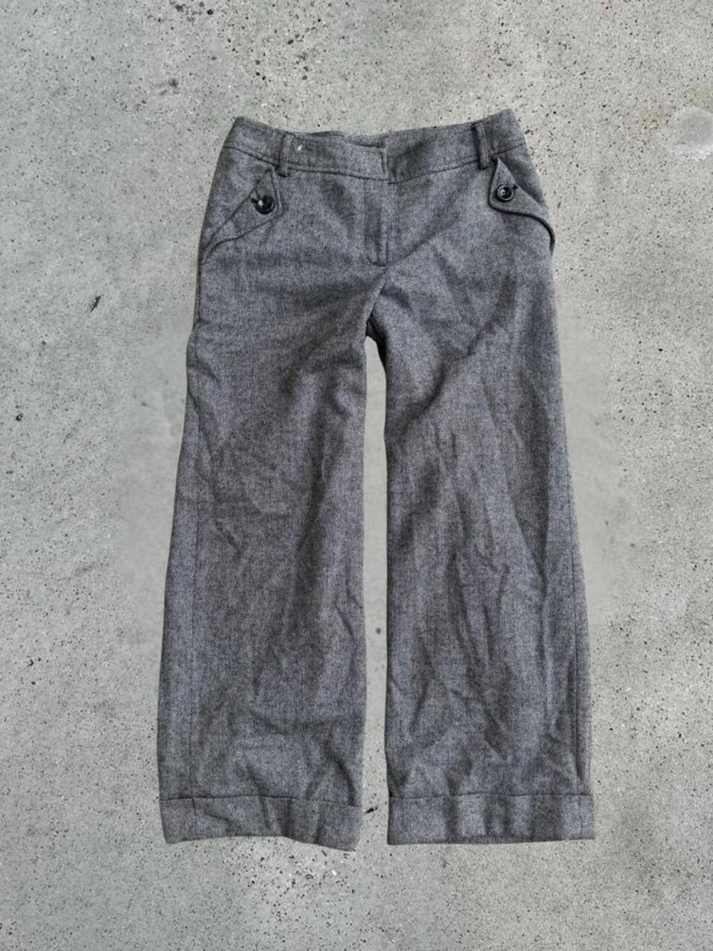 grey wool blend herringbone trousers